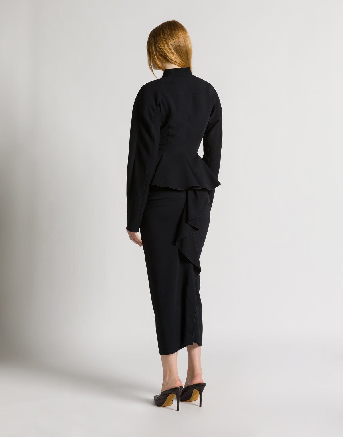 Giacca in cady stretch con fiocco in vita Nero Alberta Ferretti Boutique Online 3