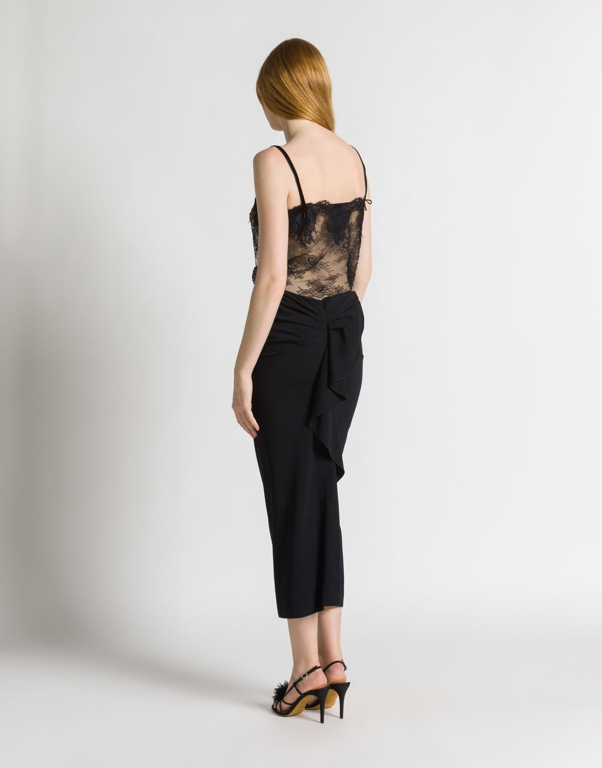 Spitzen-Top mit Samtträgern Schwarz Alberta Ferretti Boutique Online 3