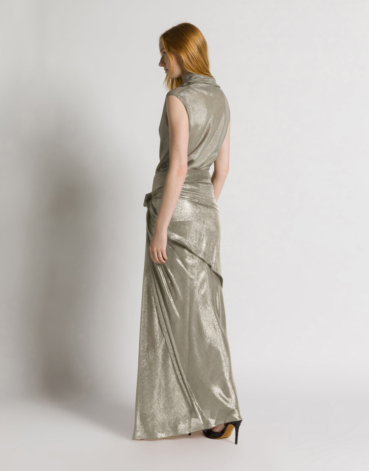 Ärmelloses Top aus Lurex mit Rosen-Detail Silber Alberta Ferretti Boutique Online 3