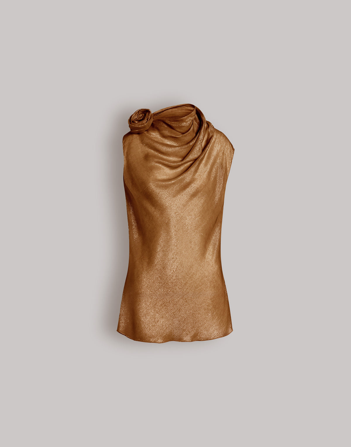 Top in lurex con dettaglio rosa Bronzo Alberta Ferretti Boutique Online 1