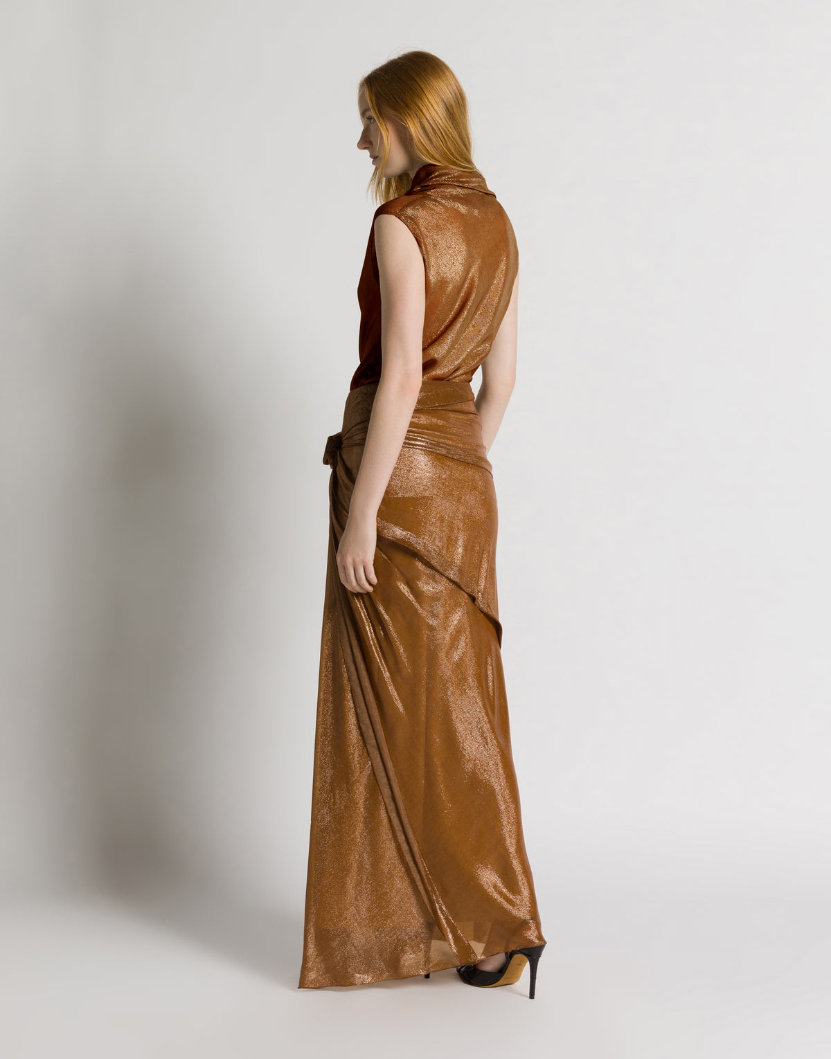 Top in lurex con dettaglio rosa Bronzo Alberta Ferretti Boutique Online 3