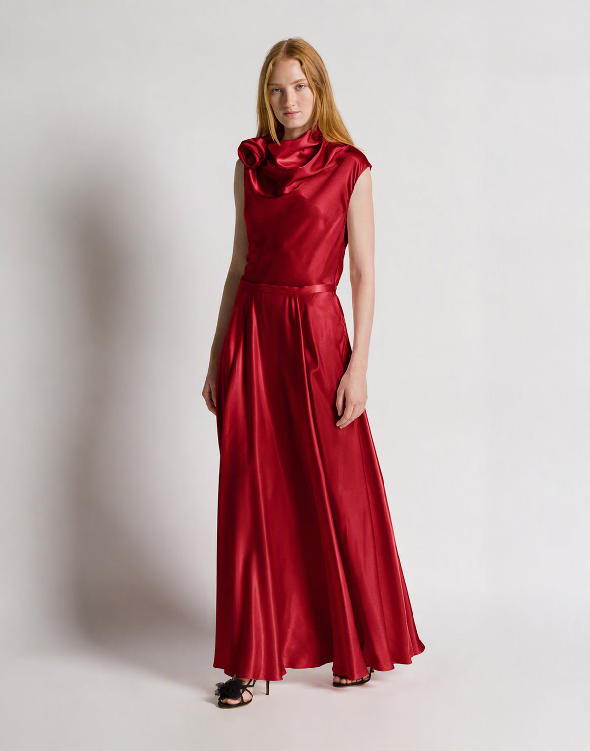 Top sans manches en satin avec détail rose Rouge Alberta Ferretti Boutique Online 2