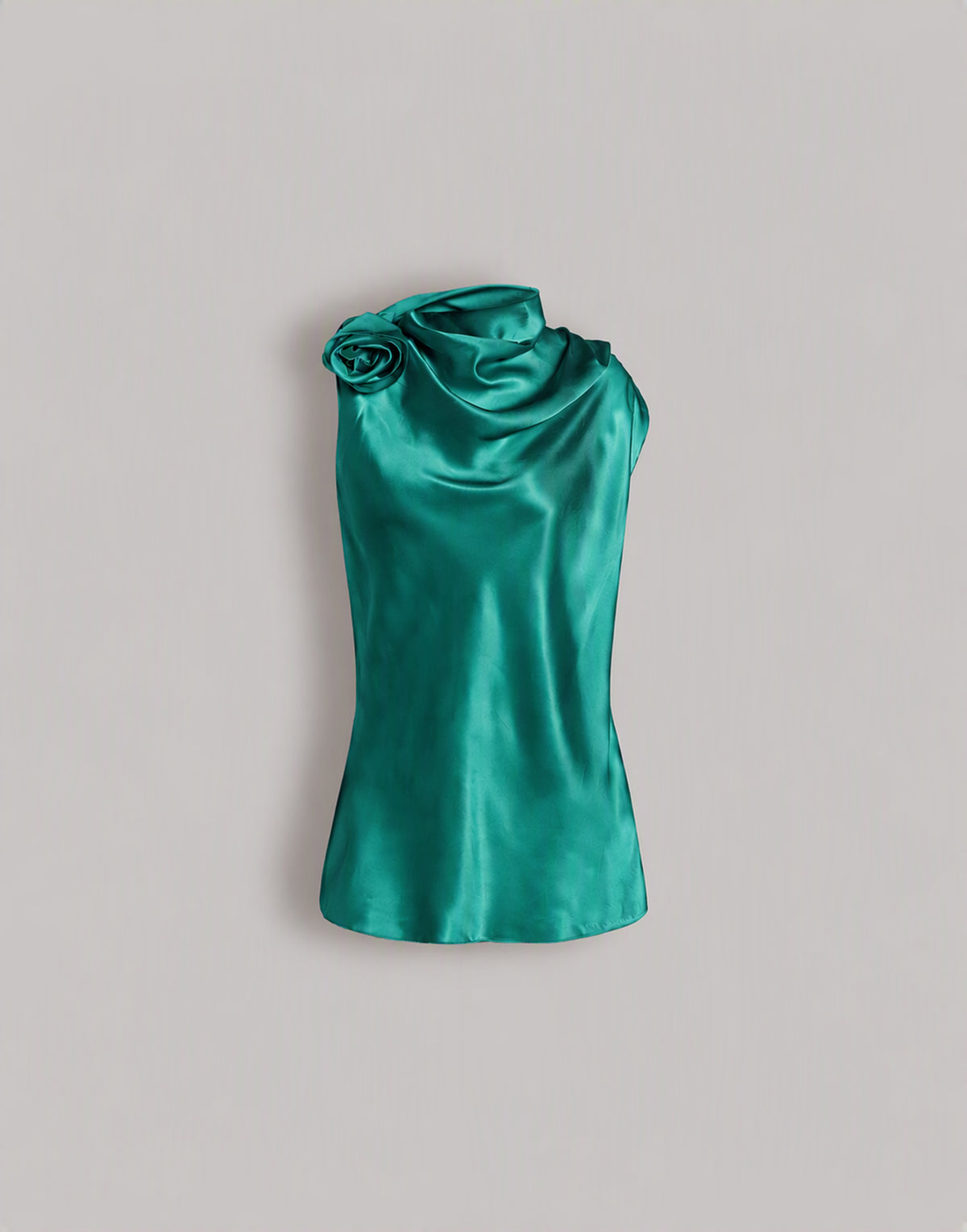 Top in satin con dettaglio rosa Verde Alberta Ferretti Boutique Online 1