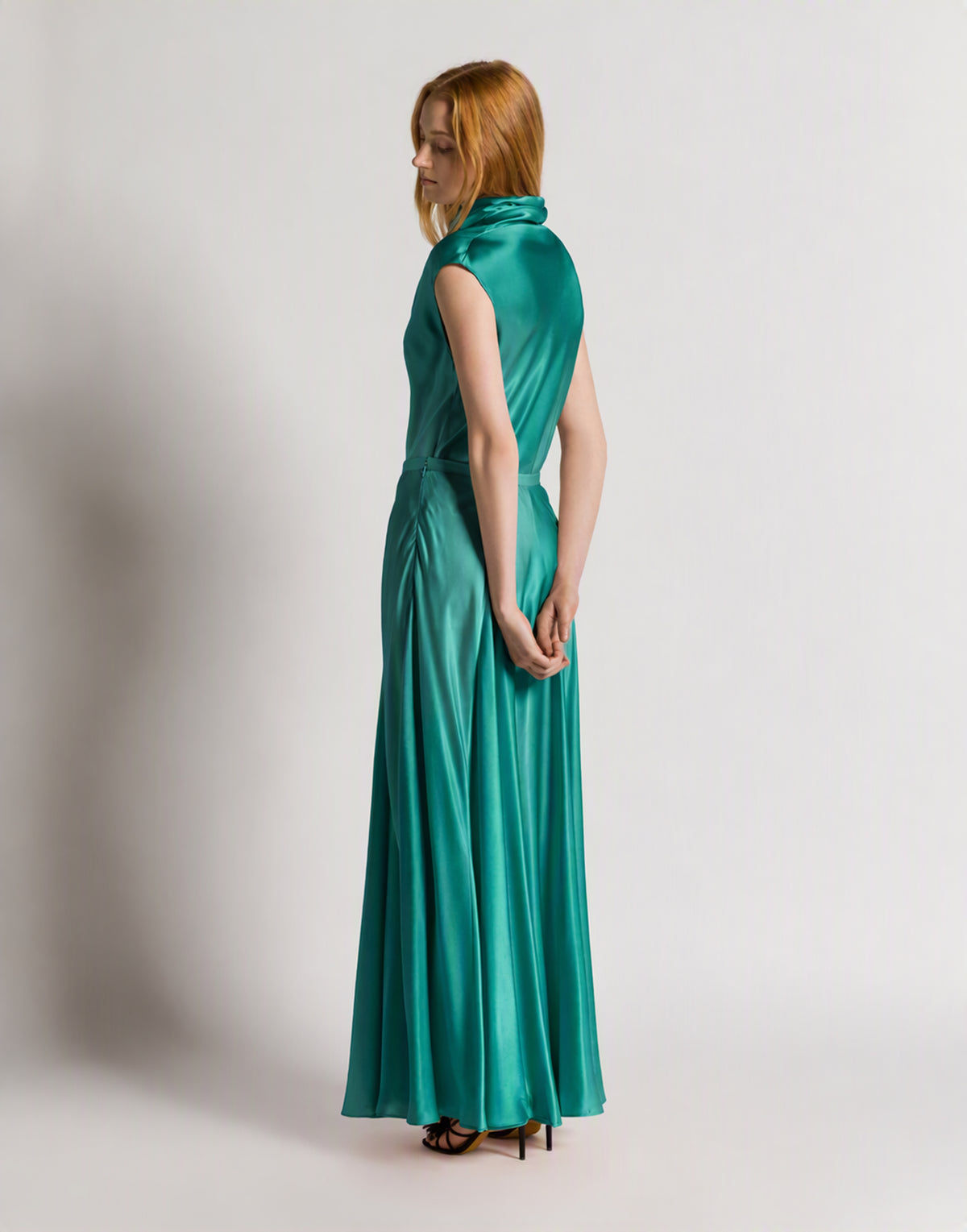 Top in satin con dettaglio rosa Verde Alberta Ferretti Boutique Online 3