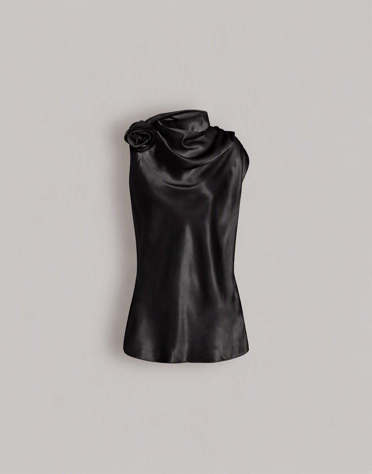 Top in satin con dettaglio rosa Nero Alberta Ferretti Boutique Online 1