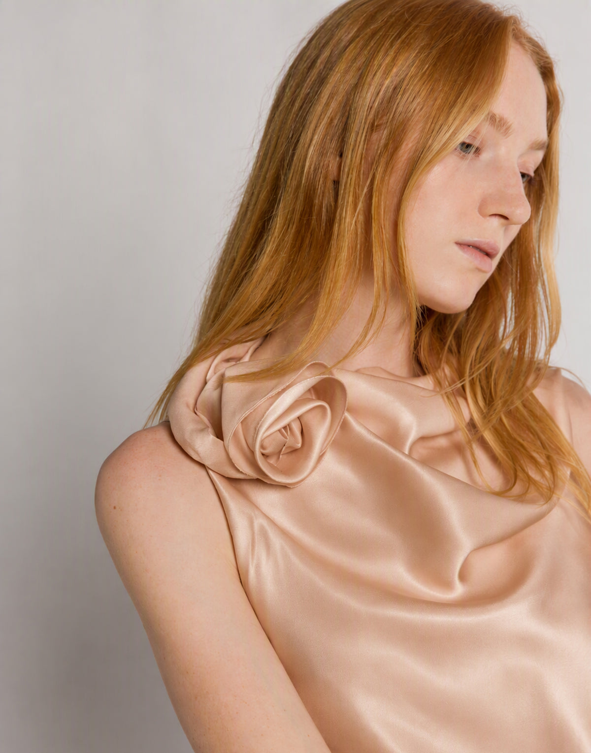 Top in satin con dettaglio rosa Marrone Alberta Ferretti Boutique Online 4