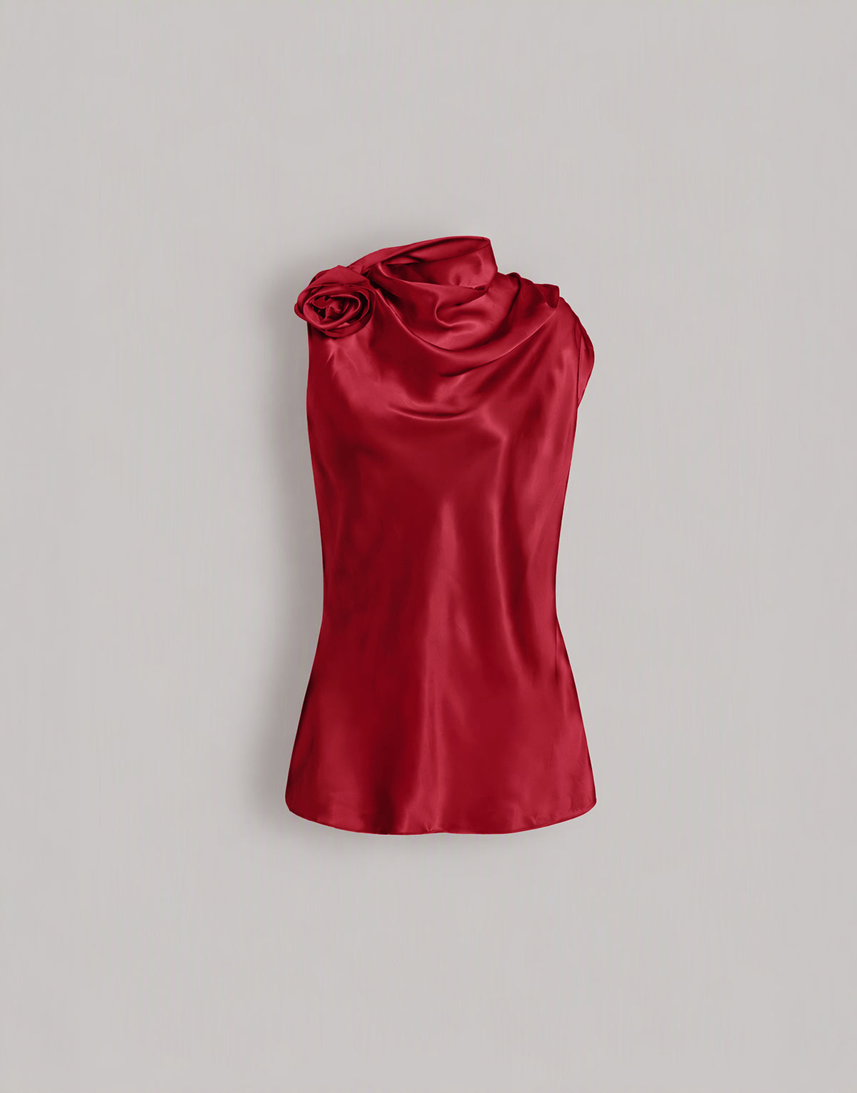 Top sans manches en satin avec détail rose Rouge Alberta Ferretti Boutique Online 1